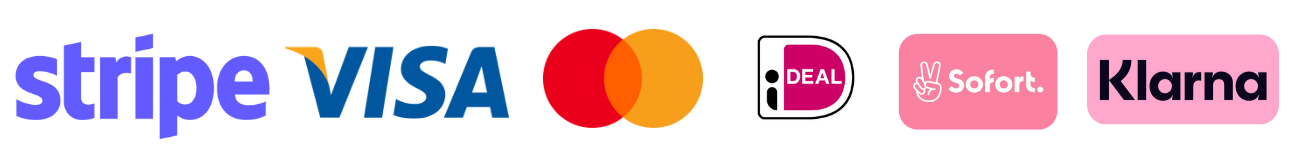 Stripe, Visa, Mastercard, iDEAL, Sofort, Klarna